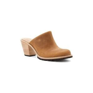 Woolrich Womens Size 5.5-6 Brown Leather Slip On Miss Lucy Mules Heels Round Toe